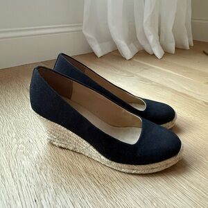 J. Crew Factory Classic Black Espadrille Wedge Pumps - Women